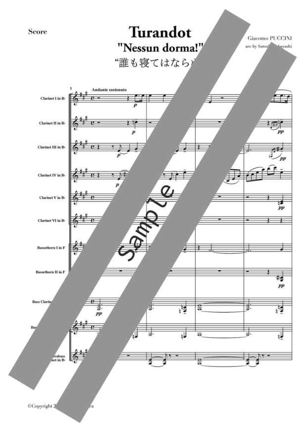 G. PUccini; Turandot; Nessun dorma; Clarinet; Choir; プッチーニ; トゥーランドット; 誰も寝てならぬ; 小林聡