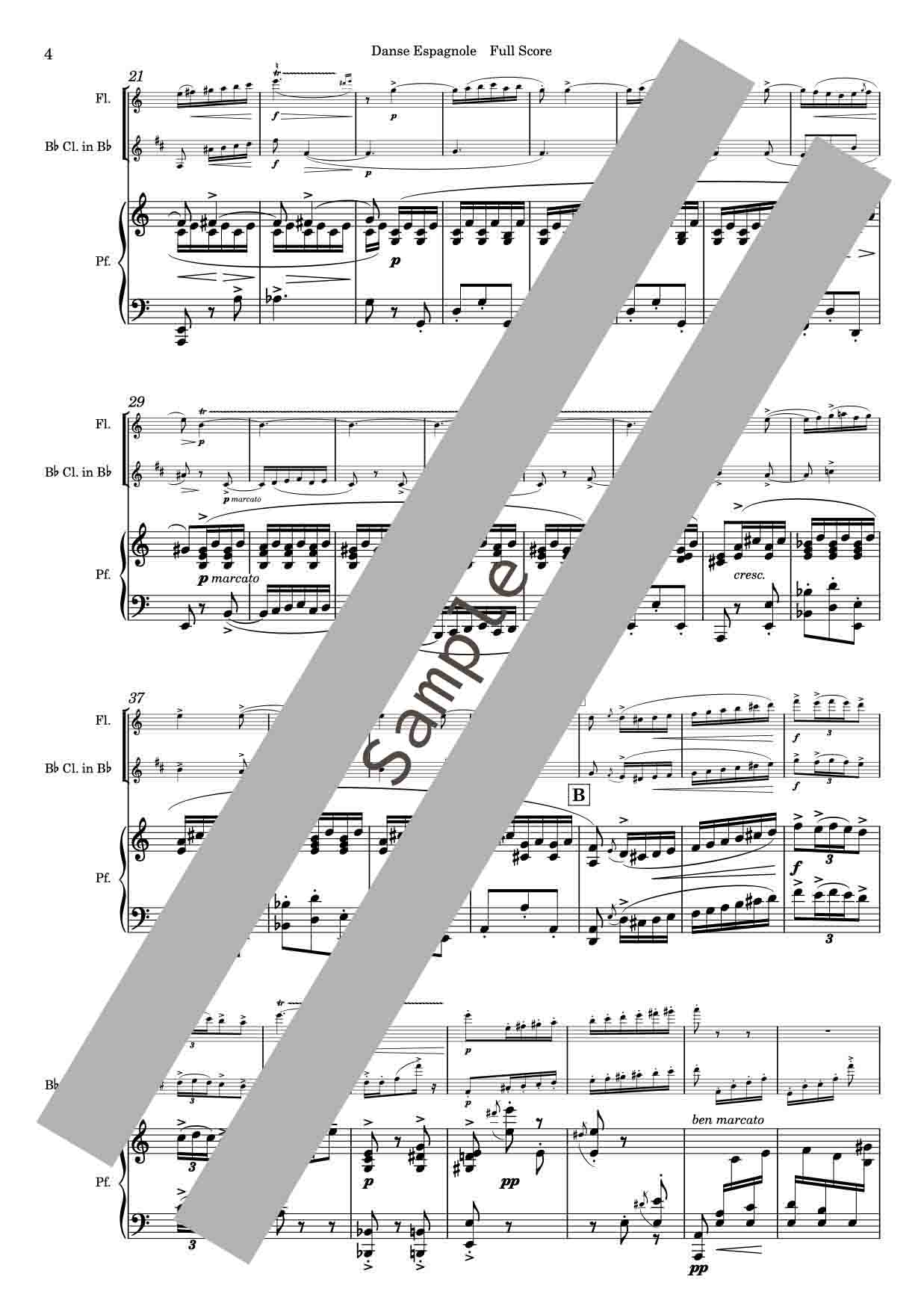 スペイン舞曲 フルート・クラリネット・ピアノ — スコアサンプル2